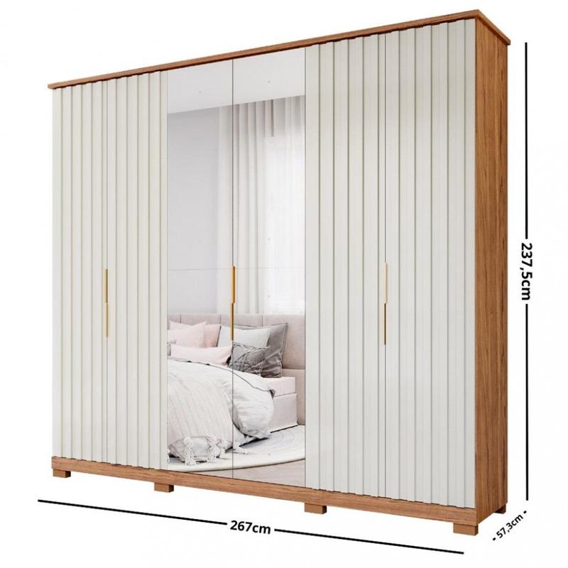 Guarda Roupa Casal com Espelho 6 Portas 6 Gavetas La Belle Panan